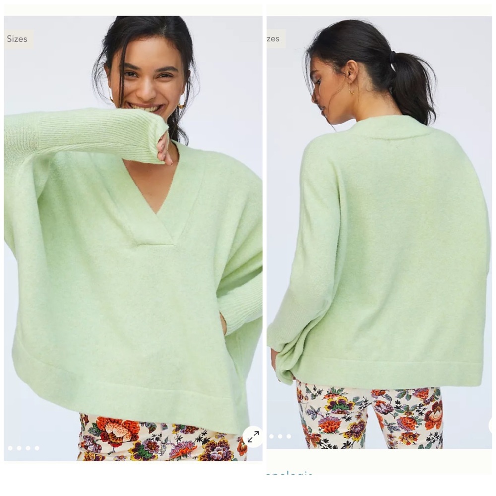 NWT cozy mint green v neck sweater